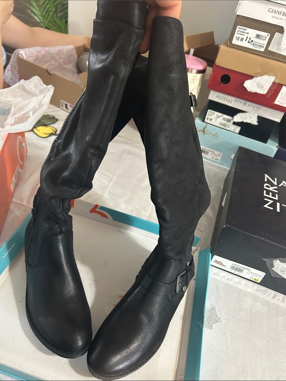 BareTraps Black Over-the-Knee Buckle Boots